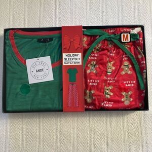 ANDE Holiday Men’s Medium Pant and T-Shirt Sleep Set - Gingerbread Men